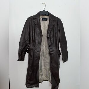 Leather trench coat